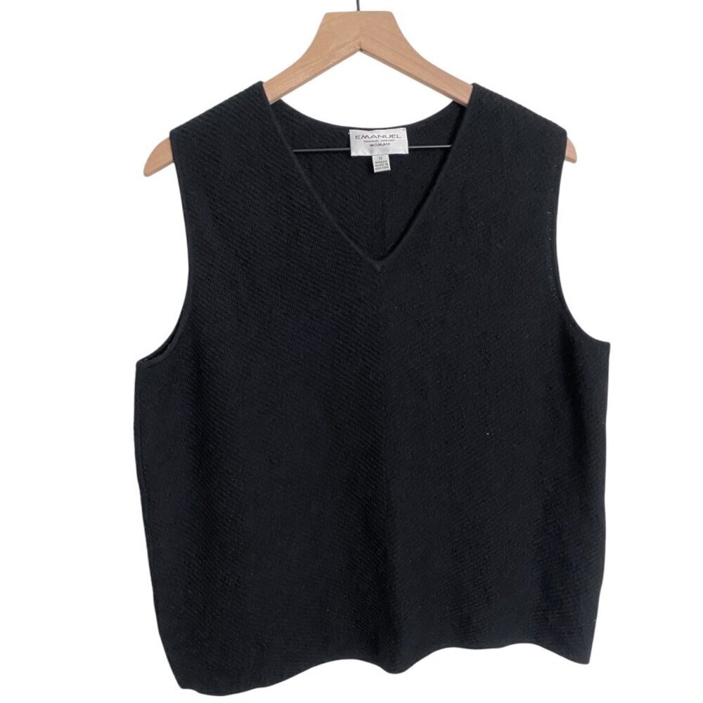 Emanuel Ungaro 100% Wool V-Neck Sleeveless Ribbed Vest 1X